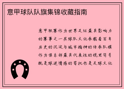 意甲球队队旗集锦收藏指南